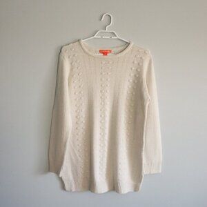 Joe Fresh Women's Sz M White Crewneck Lightweight Knit‎ Stretch Pullover Sweater